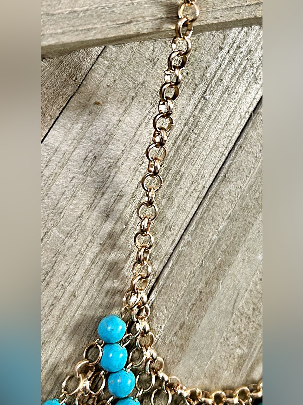 Beautiful Tiered Chandelier Faux Turquoise Necklace - Picture 7 of 10